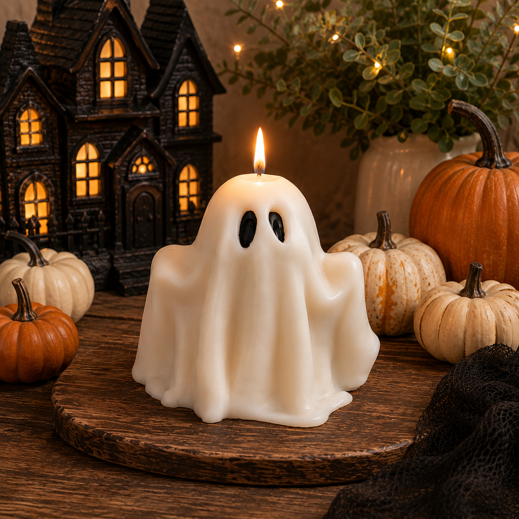 Handmade Ghost Soy Candle with Hidden Charms