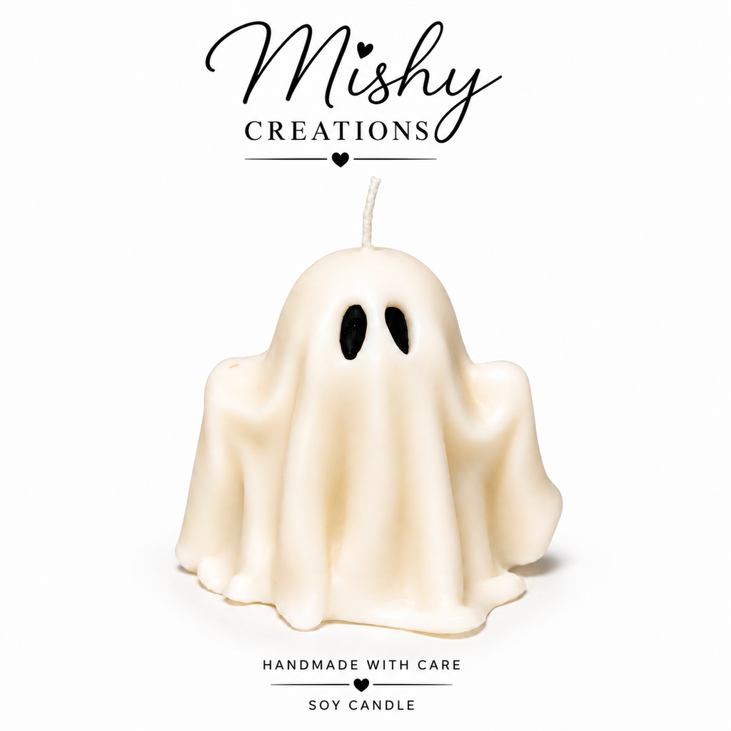 Handmade Ghost Soy Candle with Hidden Charms