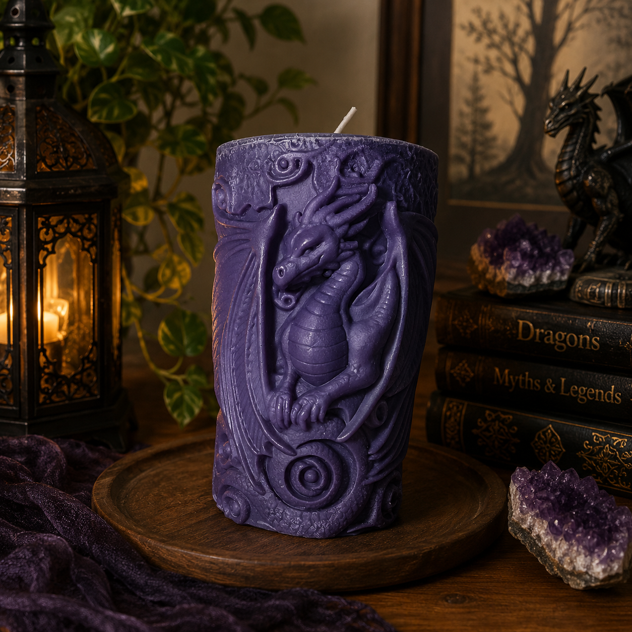 Purple Dragon Pillar Soy Candle