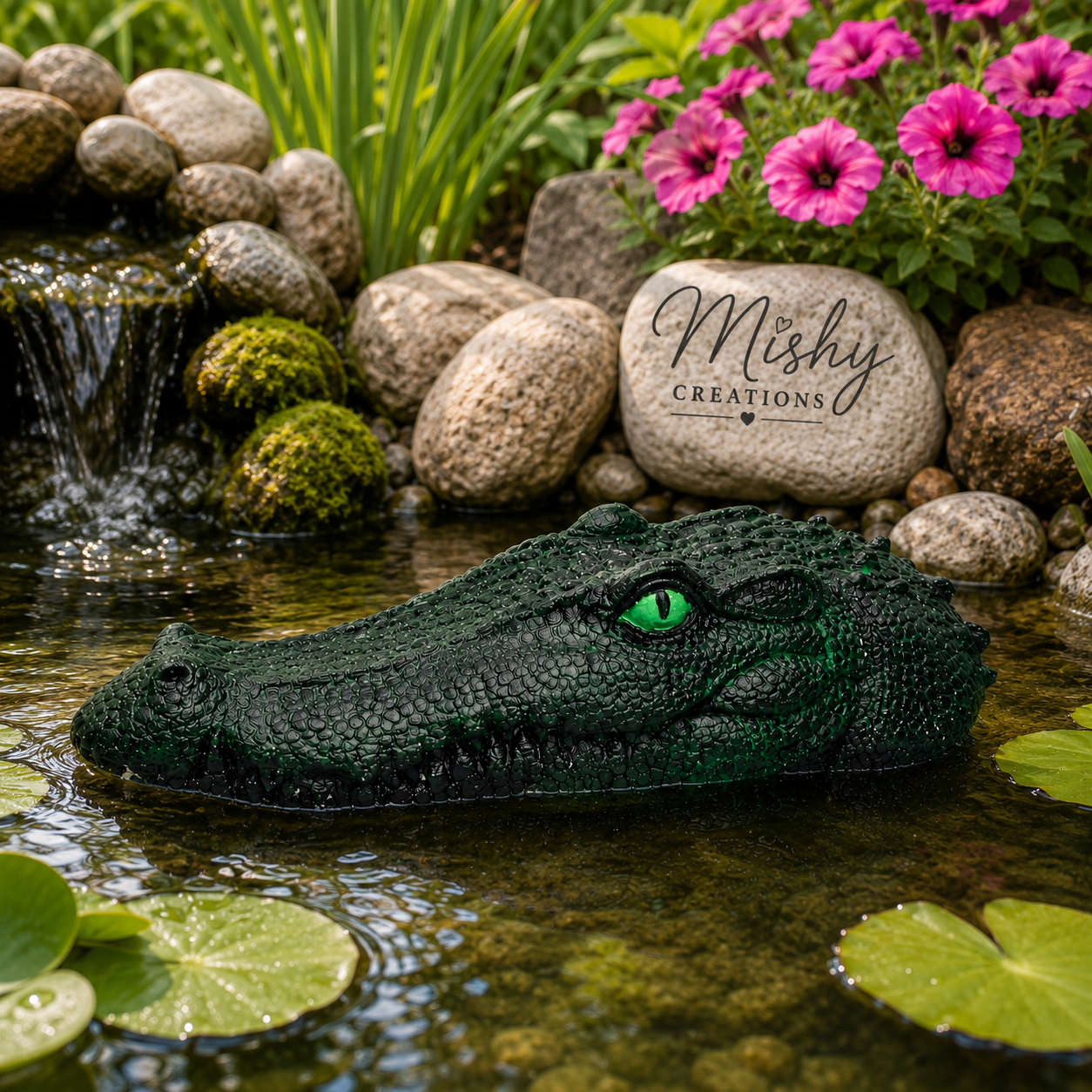 Cement Alligator Head Garden Decor