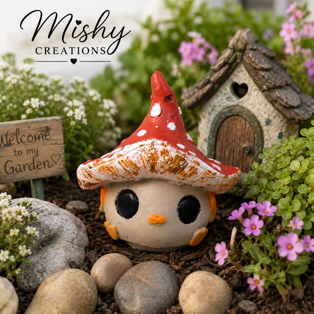 Handmade Concrete Woodland Bird | Whimsical Fairy Garden Ornament