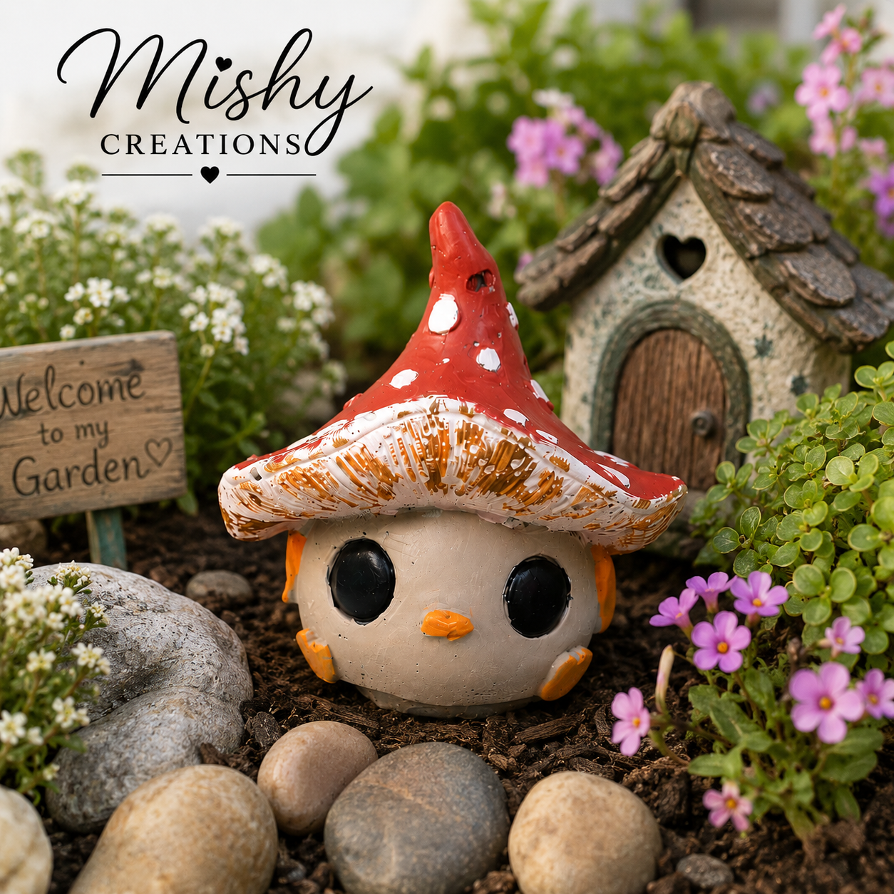 Handmade Concrete Woodland Bird | Whimsical Fairy Garden Ornament